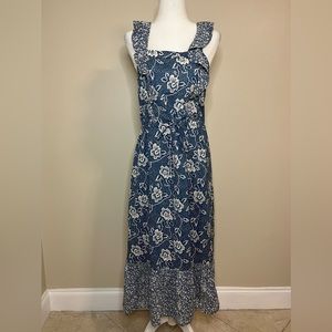 PAIGE Poppy Floral Ruffle Midi Dress